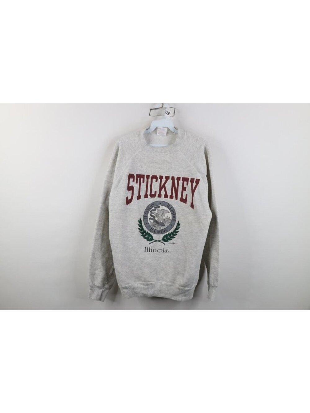Vintage 90s Womens XL Distressed Stickney Illinois Crewneck Sweatshirt Gray USA